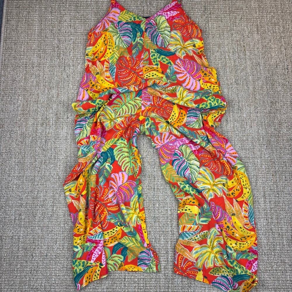 🌴 VICI Tropical Print Cropped Wide Leg Jumpsuit | Size S | Multicolor - Picture 5 of 11